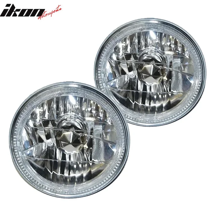 1997-2018 Jeep Wrangler TJ JK 7″ 2PC Headlights Round W/White SMD Halo