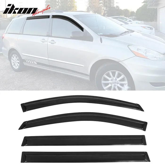 2004-2010 Toyota Sienna Visor Window Rain Guard Slim Style Smoke Acryl