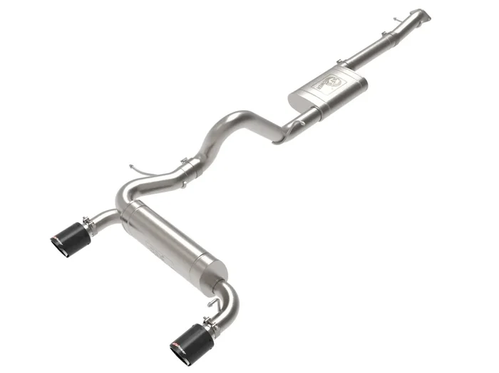 aFe Power 2021-2024 Ford Bronco EcoBoost/V6-2.7L Vulcan Series 3 IN to 2-1/2 IN 304 Stainless Steel Cat-Back Exhaust System w/ Carbon Fiber Tip