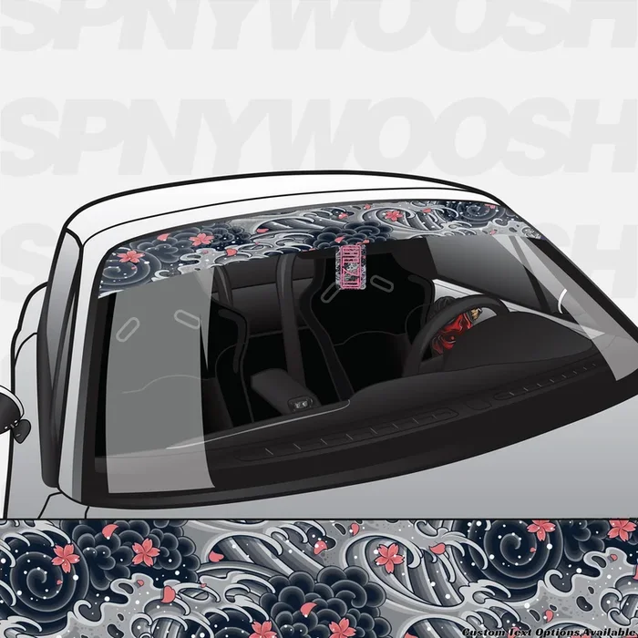 Sakura Grey Wave Printed Banner