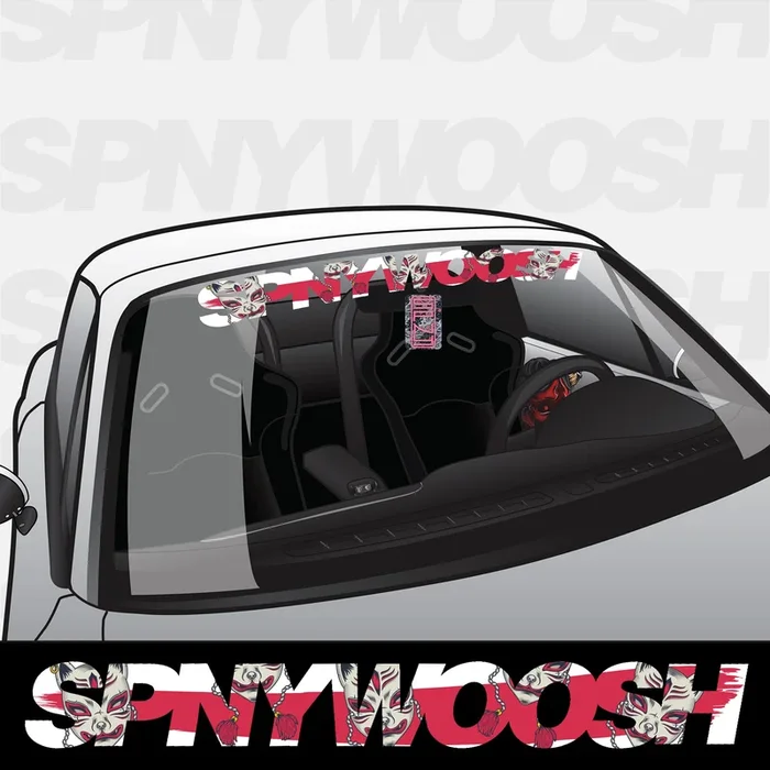 SPNYWOOSH Kitsune Text Printed Banner
