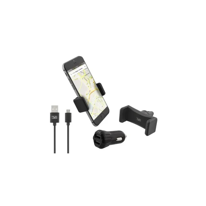 TnB 8686 Car phone holder with charger, air vent, cigarette lighter, with USB cable, universal 360°°