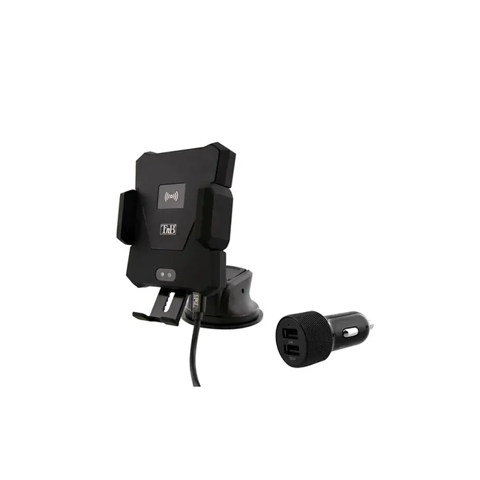 TnB 8701 Car phone holder with charger, with wireless charger, cigarette lighter, windscreen, with USB cable, universal