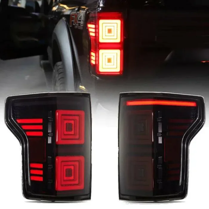 Vland 2015-2020 Ford F-150 LED Smoked Tail Lights Assembly Fits W/ Factory Halogen Rear Lamps Models